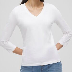 Chicos The Ultimate V-Neck Tee 3/4 sleeve - Medium white